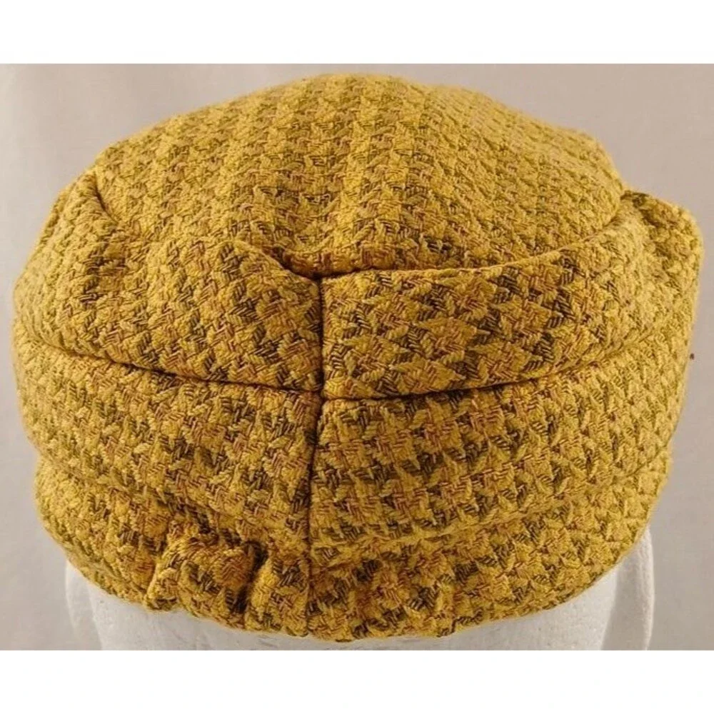 Manhattan Hat Co (David & Young) Yellow Woven Diamond Newsboy Hat/Cap-EXCELLENT!